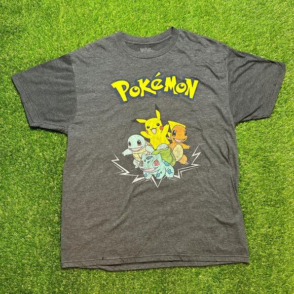 Classic Pokemon Classic Starters + Pikachu Vintage Graphic Tee - Picture 1 of 4